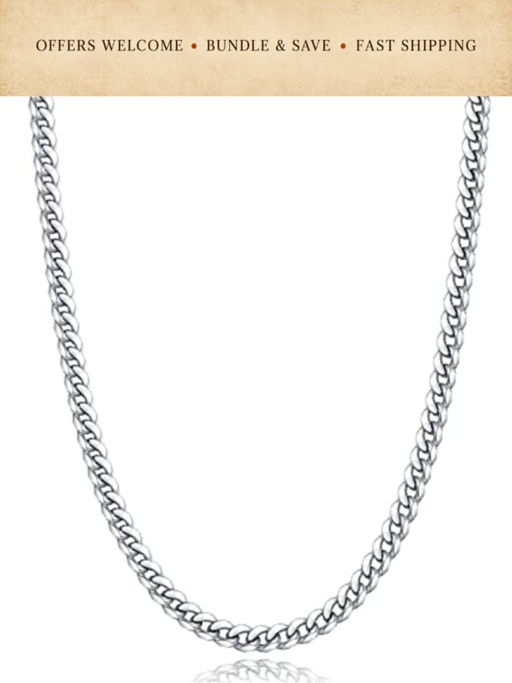 Mens Cuban Link Chain Necklace 18K Gold Plated 4mm Stainless Steel Lobster Clasp